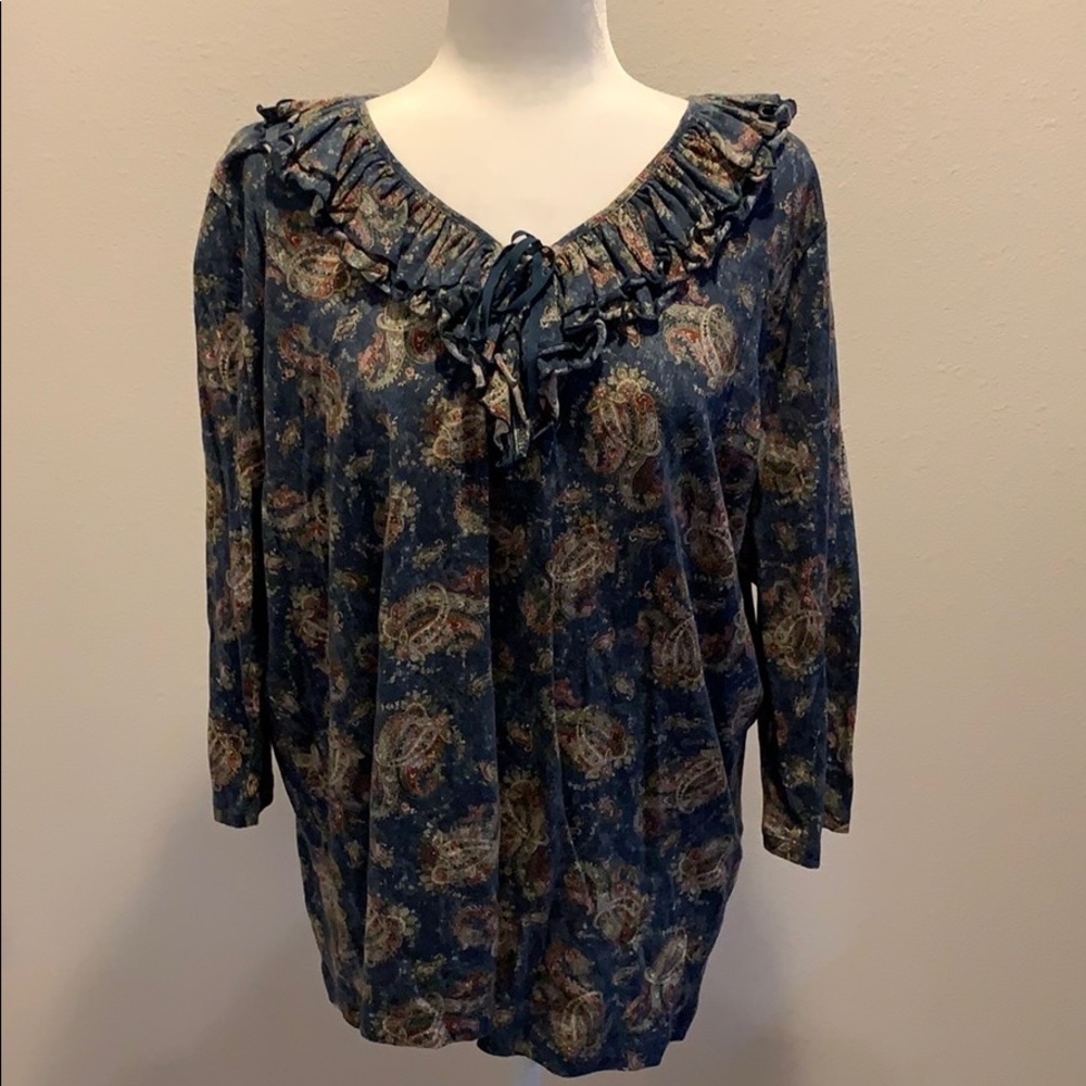 LRL Lauren Jeans Co. a Paisley Country Top. 2X.​​​​​​​​​​​​​​​​​​​​​​